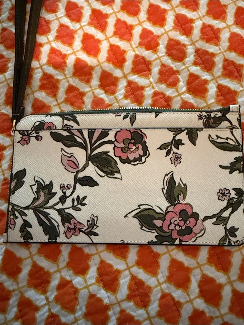 kate spade Floral Wristlet in Cream, Pink, Green and Black
